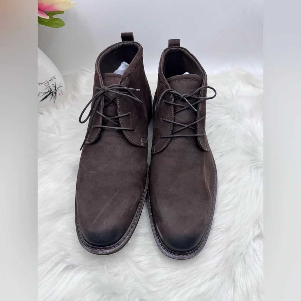 ECCO Men’s Brown Leather Chukka Boots – Lace-Up Ankle Boots Size 44 (US 10-10.5) - Picture 8 of 9